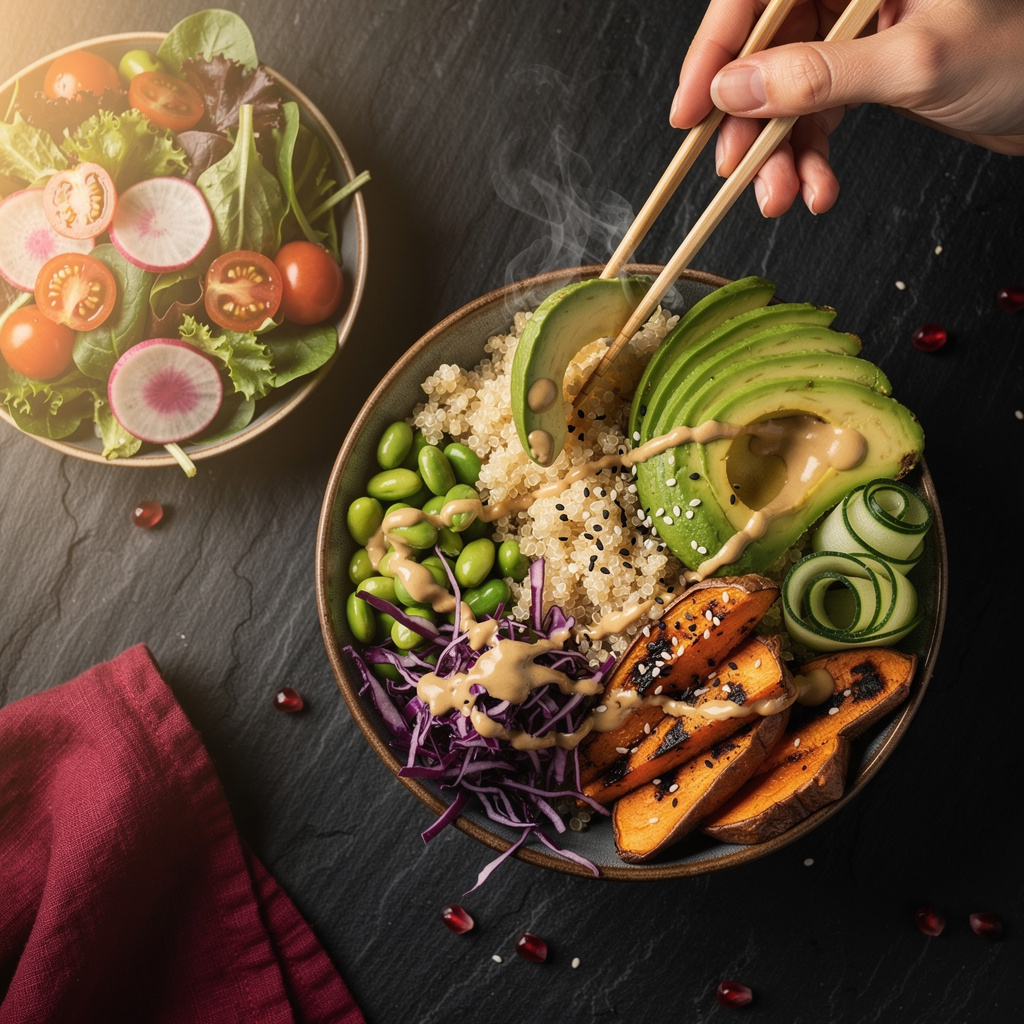 Gesunde Salate und Buddha Bowls