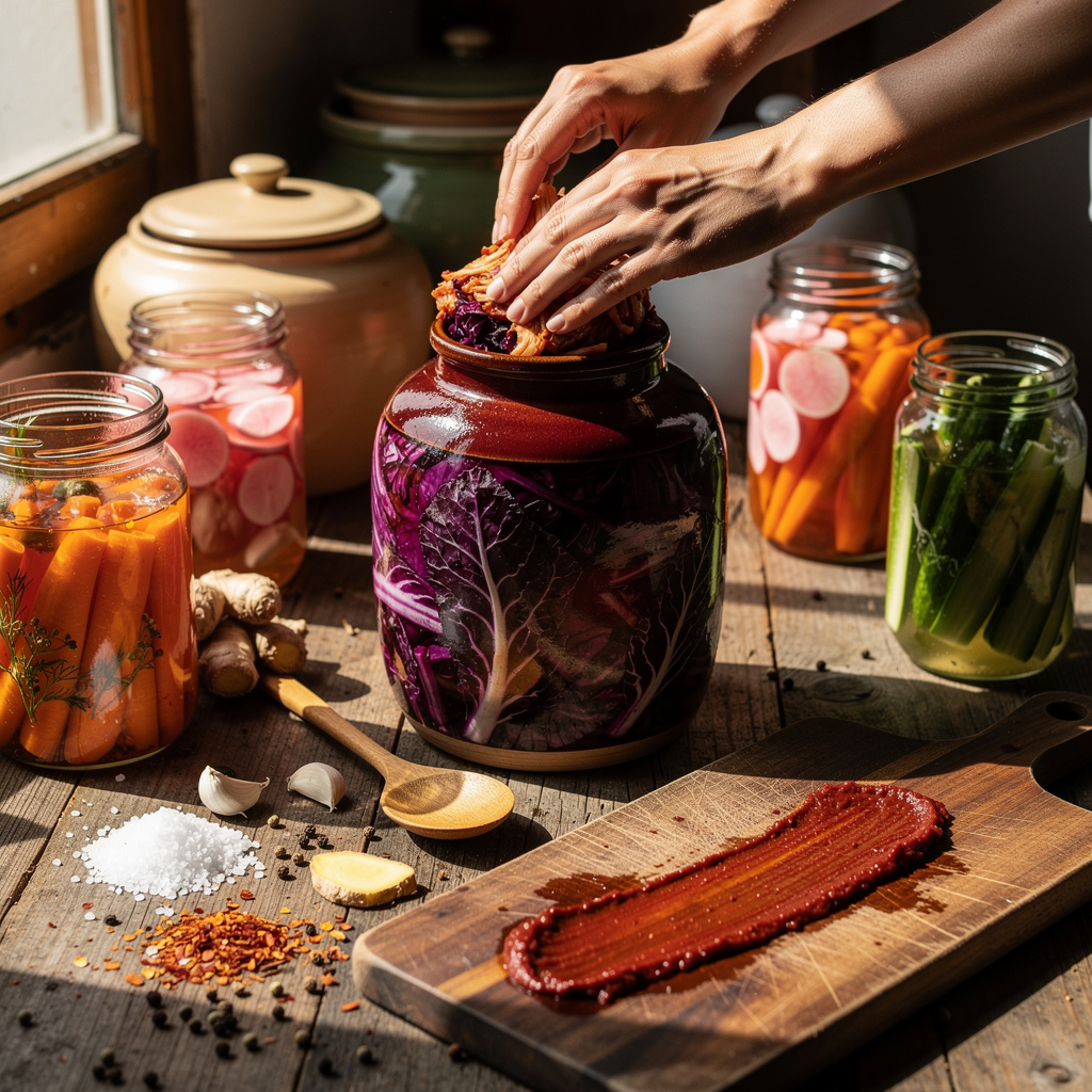 Fermentiertes Gemüse und Kimchi