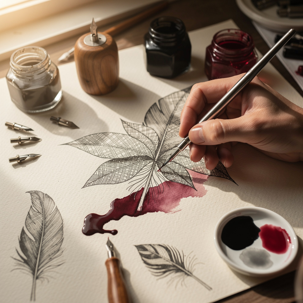 Illustration mit Tusche und Feder